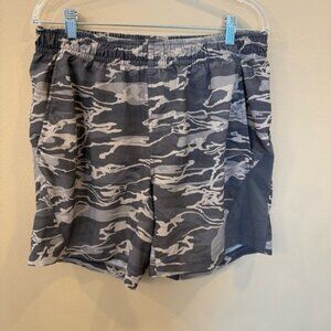 Mission Men’s Medium VaporActive Athletic Shorts Gray Camo Quick Dry Training